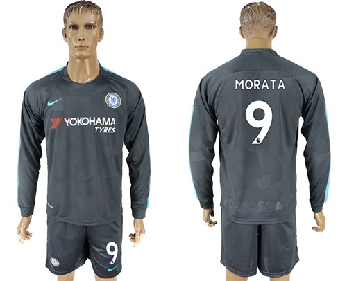Chelsea #9 Morata Sec Away Long Sleeves Soccer Club Jersey